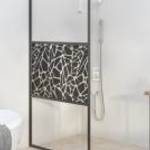vidaXL fekete ESG üveg zuhanyfal kőmintával 100x195cm fotó