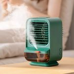 Aromaterápiás mini párologtató léghűtő, 3 ventilátor fokozat, 4000mAh, sötétzöld fotó