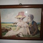 Márk Lajos - Szerelmesek a dombtetőn - gyönyörű antik festmény -1Ft! Nincs minimálár!!! fotó