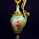 XIX. SZÁZAD ! FRANCIA SEVRES (?) PORCELÁN TESTŰ TŰZARANYOZOTT BRONZ DÍSZ KARAFA X fotó
