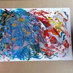 Naív festő temperamentumos absztrakt festmény 70x50 cm , nagy fotó