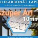 Előtető, Árnyékoló Polikarbonát lapok: 10mm | Erősített | Dupla UV védett | Ár: bruttó/m2 fotó
