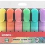 Szövegkiemelõ készlet, 0, 5-5 mm, KORES "Bright Liner Plus Pastel", 6 különbözõ szín fotó
