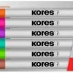 Tábla- és flipchart marker készlet, 1-3 mm kúpos, KORES "K-Marker W1", 6 különbözõ szín fotó