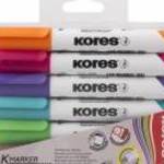 Tábla- és flipchart marker készlet, 3 mm, kúpos, KORES "K-Marker XW1", 6 különbözõ szín fotó