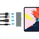 4in1 USB hub: USB-C -> USB 3.0/4K HDMI/USB-C/3.5mm jack, 60W gyorstöltés fotó
