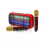Bluetooth hangszóró, MicroSD olvasó, 2db mikrofonnal, karaoke, piros fotó