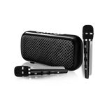 Bluetooth hangszóró, MicroSD olvasó, 2db mikrofonnal, karaoke, fekete fotó