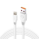 Adat-és töltőkábel K192, 150 cm, Lightning/USB, 2.4A gyors töltés, fehér fotó