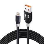 Adat-és töltőkábel K192, 150 cm, Lightning/USB, 2.4A gyors töltés, fekete fotó