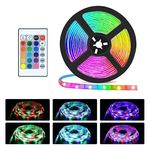 RGB öntapadós LED szalag, távirányítós, színváltós, 300LED, 5m, többszínű fotó