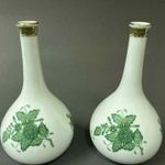 Herendi porcelán 1 szálas virágvázák párban - Apponyi zöld mintával pingálva - 1 Forintért fotó