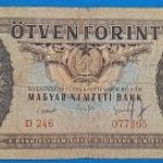 1951 -es 50 Forint Rákosi címeres bankó !!!! Ritka!!! F (L3402) fotó