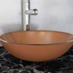 vidaXL 42 cm-es edzett üveg mosdókagyló barna fotó