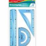 Vonalzókészlet, 20 cm, flexibilis vonalzó, szögmérő, derékszög vonalzó, 3 db/bliszter Keyroad vegyes fotó