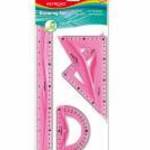 Vonalzókészlet, 30 cm, flexibilis vonalzó, szögmérő, 45° és 60° háromszög vonalzók 4 db/bliszter Key fotó