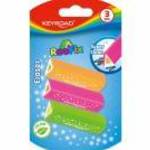 Radír, PVC mentes 3 db/bliszter Keyroad Roo Fix vegyes színek - KEYROAD fotó