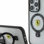 Ferrari FEHMP15LUSCAH iPhone 15 Pro 6.1" átlátszó keménytok gyűrűs állvány 2023 Collection MagS fotó