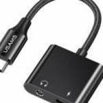 USAMS AU15 Type-C - jack 3.5mm/Type-C adapter PD 60W - fekete fotó
