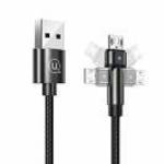 USAMS kábel fonott forgatható fejjel U60 2A microUSB fekete 1m SJ478USB01 (US-SJ478) fotó
