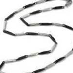 Rozsdamentes acél fekete-ezüst bar link nyaklánc, 50 cm - Maria King fotó