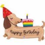 Tortás tacskó Happy Birthday fólia lufi fotó