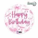 45 cm-es masnis pink Happy birthday fólia lufi fotó