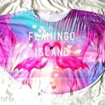 Krém!!!! minőségű H&M gyönyörű flamingós körpóló 146-152-es fotó