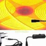 5m hosszú 35Wattos, lengő kapcsolós, 24V adapteres narancssárga LED szalag (1600db COB LED) fotó