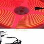 5m hosszú 35Wattos, kapcsoló nélküli, 24V adapteres piros LED szalag (1600db COB LED) fotó