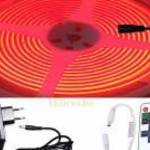 5m hosszú 35Wattos, RF távirányítós, mini vezérlős, 24V adapteres piros LED szalag (1600db COB LED) fotó