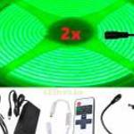 2x5m hosszú 70Wattos, RF távirányítós, mini vezérlős, 24V adapteres zöld LED szalag (3200db COB LED) fotó
