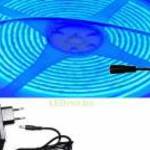 5m hosszú 35Wattos, kapcsoló nélküli, 24V adapteres kék LED szalag (1600db COB LED) fotó