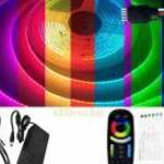 5m hosszú 50Wattos, 4 zónás FUT092 RF távirányítós, 24V adapteres RGB LED szalag (3360db COB LED) fotó