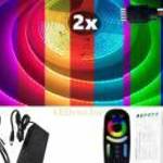 2x5m hosszú 100Wattos, 4 zónás FUT092 RF távirányítós, 24V adapteres RGB LED szalag (6720db COB LED) fotó