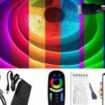 5m hosszú 50Wattos, wifi-s 4 zónás FUT092 RF távirányítós, 24V adapteres RGB LED szalag (3360db COB fotó
