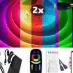2x5m hosszú 100Wattos, wifi-s 4 zónás FUT092 RF távirányítós, 24V adapteres RGB LED szalag (6720db C fotó