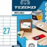 69, 33*31 mm Tezeko A4 íves etikett címke, fehér színű (100 ív/doboz) fotó