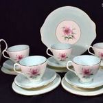 ROYAL ALBERT PINK VIRÁG MINTÁS PORCELÁN REGGELIZŐ KÉSZLET X fotó