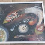 (K) Szignózott absztrakt festmény 52x42 cm kerettel fotó