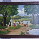 Szignózott (Neogrády László) olaj falemez, nagyon szép fotó