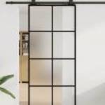 vidaXL fekete ESG üveg tolóajtó fémszerelvény-szettel 90x205 cm fotó