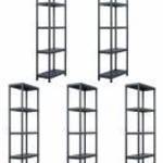 vidaXL 5 db fekete műanyag tároló polc 125 kg 60 x 30 x 180 cm fotó