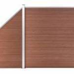 vidaXL 1 négyszögletes és 1 ferde barna WPC kerítéselem 273 x 186 cm fotó