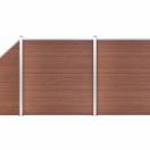 vidaXL 2 négyszögletes és 1 ferde barna WPC kerítéselem 446 x 186 cm fotó