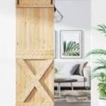 vidaXL tömör fenyőfa tolóajtó fémszerelék szettel 70 x 210 cm fotó