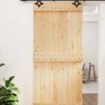 vidaXL tömör fenyőfa tolóajtó fémszerelék szettel 95 x 210 cm fotó