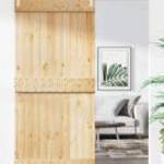 vidaXL tömör fenyőfa tolóajtó fémszerelék szettel 95 x 210 cm fotó