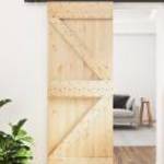 vidaXL tömör fenyőfa tolóajtó fémszerelék szettel 85x210 cm fotó