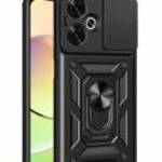 Defender műanyag telefonvédő (ütésállóság, szilikon belső, tartógyűrű, kameravédő) FEKETE Xiaomi Red fotó